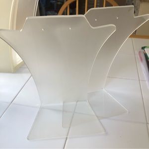 Two Frosted Acrylic Tall Display Stands, with earring holes, 11.5” tall